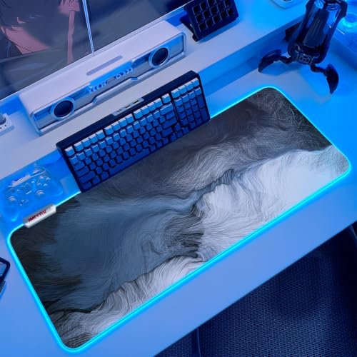 JMIYAV White RGB Gaming Mouse Pad 31.5x12 Inch PC XL Large Extended Glowing Led Light Up Desk Pad Non-Slip Rubber Base Computer Cute Mousepad Mat Desk Accessories Gaming Setup 94-673 - color: Deep Surge