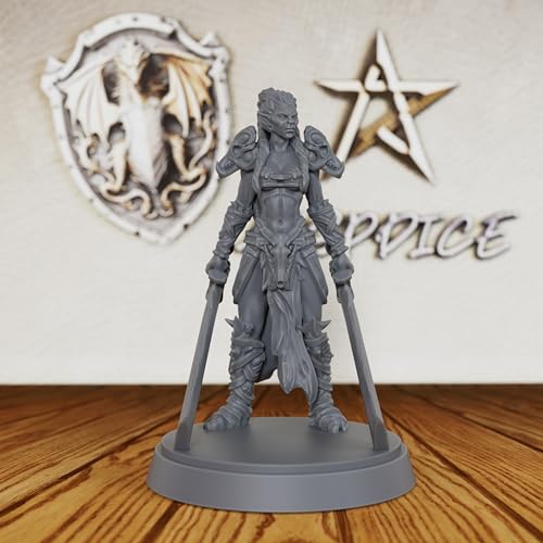 Fantasy Warrior Figure for DND Campaigns - Unpainted 28mm Barbarian Chieftain Miniature for Tabletop RPG, TRPG Battles & Army Building - Hand-Paint Ready Hero Model-AS130