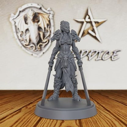 Fantasy Warrior Figure for DND Campaigns - Unpainted 28mm Barbarian Chieftain Miniature for Tabletop RPG, TRPG Battles & Army Building - Hand-Paint Ready Hero Model-AS130