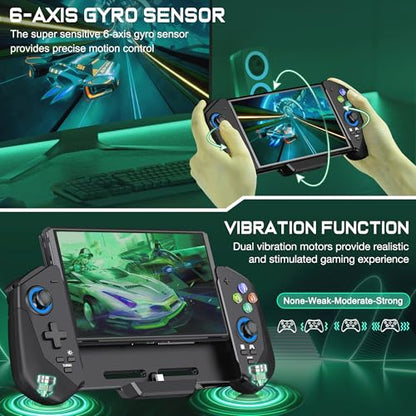 Switch Controller for Nintendo Switch/OLED, Wired Switch Pro Remote Controller with Hall Effect Joystick and Turbo/4 Game Slot/Dual Motor,Handheld Joypad Replacement for Nintendo Switch Controller - color: Black
