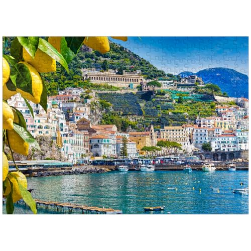 MyPuzzle Panoramic View of Beautiful Amalfi On Hills Leading Down to The Coast, Campania, Italy - Premium 300 Piece Jigsaw Puzzle for Adults - size: 300 Pieces