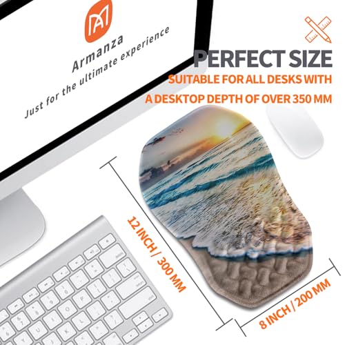 Ergonomic Slope Mouse Pad Wrist Support, Wrist Rest Mousepad for Carpal Tunnel Pain Relief with Massage Bulge and Slow Rebound Memory Foam (12x8 inch, Sunrise Beach) - color: Am007-sunrise Beach