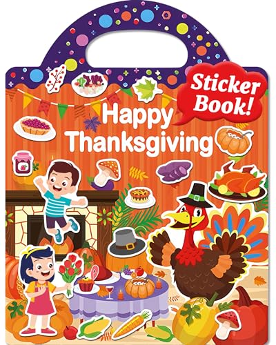 Walenced Reusable Sticker Book for Toddlers, Travel Stickers for Kids, Toddler Craft Activities Toys, Birthday Gifts for Boys & Girls - style: Thanksgiving