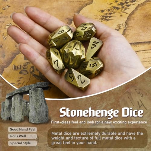 ZHOORQI Metal DND Dice Stonehenge Polyhedral Die Set for RPG(JS-Bronze | D and D Dice, 7Pcs/Set Unique Cool Dice, Perfect Dice Gifts for Dungeons and Dragons RPG Role Play Games - color: Jsz-bronze