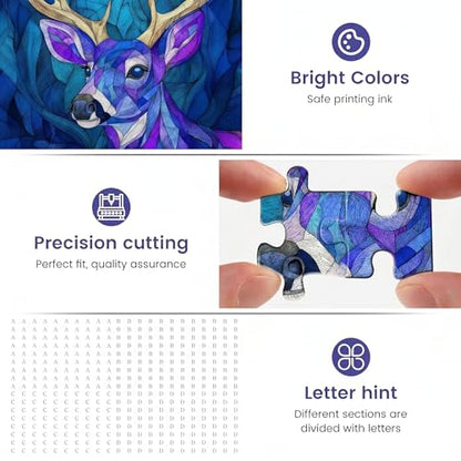 1000 Piece Puzzle for Adults, Glowing Antlers Jigsaw Puzzle for Adults, Premium Matte Finish, Thick Blue Cardboard, Fun and Challenging Family Game Great Gift Idea - color: Glowing Antlers