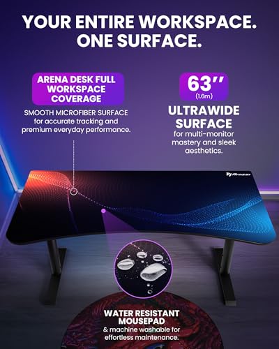 Arozzi Arena Gaming Desk Pad D008 | Full Desk Mouse Pad, Washable Desk Mat, Anti-Slip Rubber Base, Water-Resistant Surface - color: D008