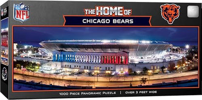 Masterpieces 1000 Piece Jigsaw Puzzle – NFL Chicago Bears Stadium Panoramic, 13"x39", Chicago Bears Wall Art Decor, Poster Style, Officially Licensed, Adult Puzzle - style: Chicago Bears