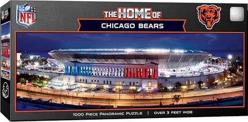 Masterpieces 1000 Piece Jigsaw Puzzle – NFL Chicago Bears Stadium Panoramic, 13"x39", Chicago Bears Wall Art Decor, Poster Style, Officially Licensed, Adult Puzzle - style: Chicago Bears