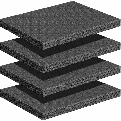 Treela 4 Pcs Customizable Polyethylene Foam Sheets 16x12x1.5" Black Thick Cuttable Foam Padding Inserts for Cases, Polyethylene Block Sheets for Packing Toolbox Storage and Craft Pad - size: 16x12x1.5''