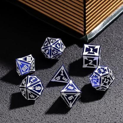 UDIXI Purple Metal Dice Set D&D Heavy Metallic DND Dice for Tabletop Games | 7-Pieces, Lozenge Pattern, Zinc Alloy Material, Gorgeous Gift Case, DM Gift, for Dungeons and Dragons Role Playing Games - color: Purple