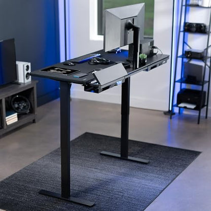 VIVO Black 60 x 30 in Standing Desk, DESK-KIT-1B6-P3B | Electric, Holds 220 lbs, Sit Stand, Height Adjustable, Cable Tray, Full-Size Mouse Pad, Office Furniture, Black Frame - color: Black Top / Black Frame, size: 60 x 30