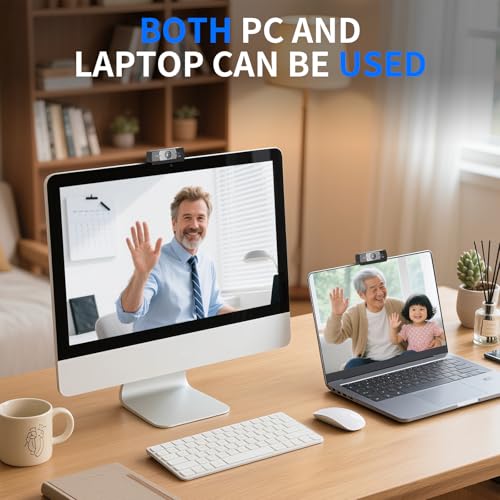 4K Webcam with Microphone, 24MP Ultra HD Web Cam for Desktop Computer, Streaming Camera for PC with Auto Light Correction & Wide Angle, Plug and Play USB Computer Camera for Laptop/Mac/Zoom/Teams