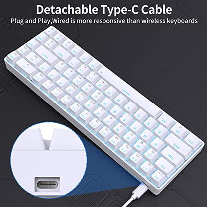 DIERYA T68SE 60% Gaming Mechanical Keyboard,Ultra Compact Mini 68 Key with Brown Switch Wired Keyboard,Anti-Ghosting Keys, for Windows Laptops and PC Gamers,White - color: White/Brown Switch, size: Wired