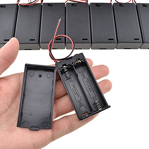 HAHIYO 3V AA Battery Holder Bundle with Wire Sturdy Cover Flexible Springs Contact Build-in Switch Batteries Black Case Easy Install 8 Pieces for Wall Clocks Ham Radio Kids Toys - style: 2AA-8P