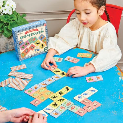eeBoo: Dominoes: Busy Woods - 28 Colorful Tiles, Animal & Nature Themed, Classic Matching Family Game, Tile Laying, Kids Ages 3+, 2-4 Players