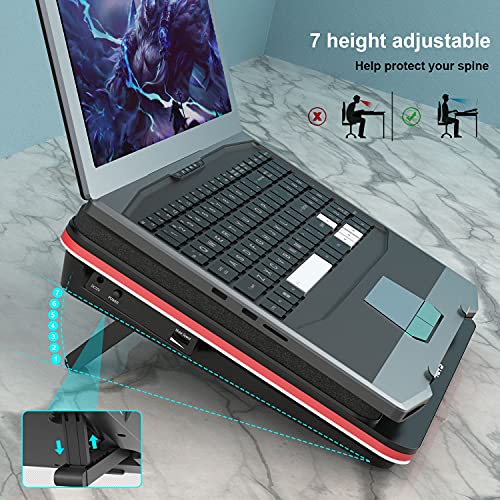 IETS GT500 Powerful Turbo-Fan (5000 RPM) Laptop Cooling Pad with Infinitely Variable Speed,Seal Foam for Rapid Cooling Gaming Laptop,13-17.3inch Laptop Cooler with 3-Port USB Hub - color: V1(Hub)