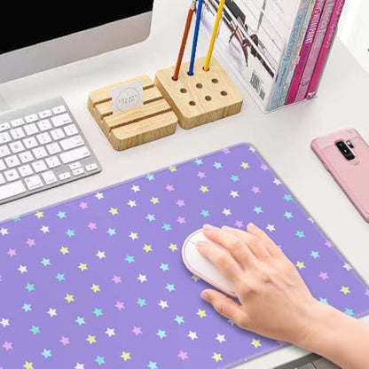 Mouse Pad Gaming, Large Mouse Pads, Non-Slip Rubber Base Mousepad, Keyboard Mouse Mat Desk Pad with Stitched Edges, 31.5x11.8 inch Pastel Star Pattern - color: Pastel Star Pattern