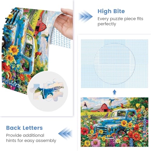 300 Piece Puzzles for Adults,Songbirds on The Farm Jigsaw Puzzle for Adults Kids Seniors,Recycled Cardboard Large Piece Puzzle 300 Piece,Family Activity Great Gift for Family Friends 20.5 * 15 in - style: Farm Country