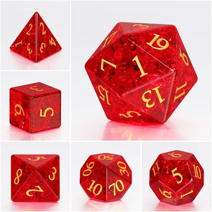 Fluorescent Red 7Pcs Polyhedral Dice Set, K9 Crystal Cat's Eye Multi-Faceted DND Dice for Dungeons and Dragons RPG Tabletop Game (neon red) - color: Neon Red