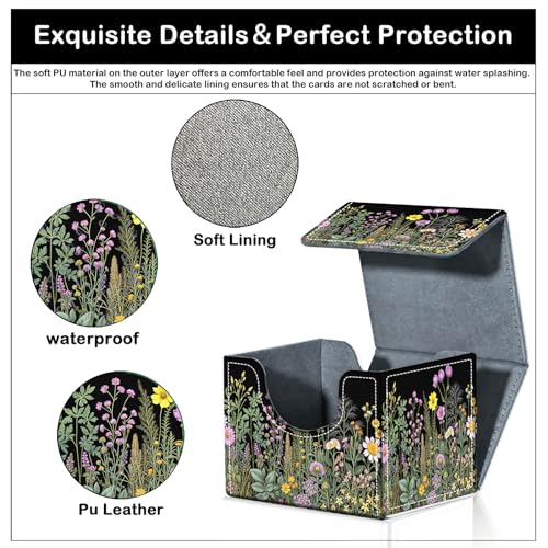 Card Deck Box for MTG Trading Cards with Magnetic Closure,Premium Card Storage Box Case Cover for TCG CCG Magic Cards,Natural Wildflowers - color: Natural Wildflowers