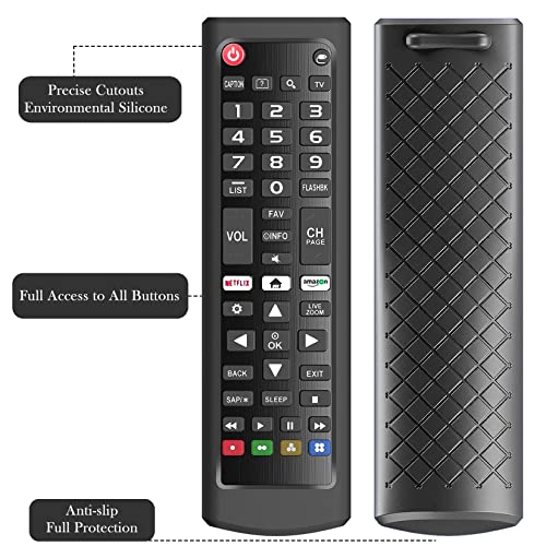 Case for LG TV Remotes, Cover for LG Smart TV Remote Control AKB75095307 AKB75375604 AKB74915305 Original, Replacement Silicone Skin Sleeve Glow in The Dark Black - color: Black