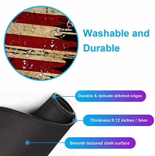 Retro American Flag XL Gaming Mouse Pad with Stitching Edge Laptop Desk Mat | Large Extended Mouse Pad; Full Desk Coverage; Waterproof Coating; Stable Anti-Slide Base For Gaming, Office, Study Daily Use - color: American Antique Flag