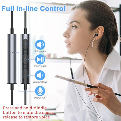 USB Earbuds with Microphone for PC Laptop,Wired USBA Headset with Mic in Ear Buds Noise Isolating Light Laptop Earphones Headphones for Dell HP Surface Computer Office Zoom Work Gaming School,Black - color: Black