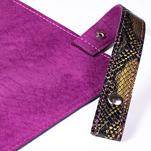 Cusdie 2 in 1 Dice Rolling Mat & Zippered Dice Holder DIce Tray- Compatible with DND Polyhedral Dice (Colorful Dragon Scale) - color: Colorful Dragon Scale
