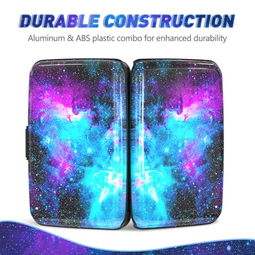 ToLuLu Credit Card Holder Slim Mini RFID Small Aluminum Card Wallet Galaxy | Blocking Metal Business Card Case, RFID Blocking Front Pocket Wallet Hard Case CC Holder for Men Women, Nebula - color: Galaxy Nebula