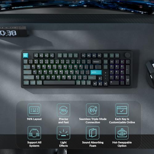 Keychron J3 HE Wireless Hall Effect Magnetic Switch Keyboard, 96% Layout with Numpad & Knob, Rapid Trigger, 1000Hz Polling Rate, Web Customizable RGB Keyboard for Mac Windows Linux