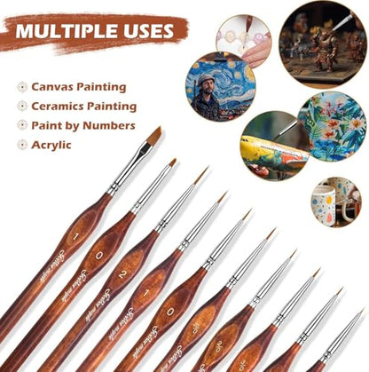 Golden Maple Miniature Model Paint Brushes-10pcs Micro Detail Paint Brush Set,Small Fine Detail Brushes for Acrylic, Oil, Watercolor & Paint by Number,Figurine - style: 10BW