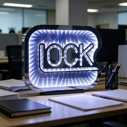 Lock Infinity Mirror Tunnel Light Neon Signs for Wall Decor,Dimmable Game Neon Light for Gamer,Usb Powered Gaming Lights for Man Cave Bedroom Game Room Bar Birthday Gifts(9.8 * 11.8 In)
