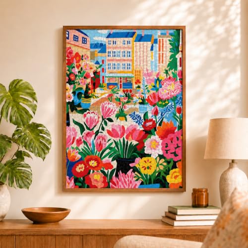 Cross & Glory | 1000 Piece Jigsaw Puzzles for Adults | Petal Promenade | Springtime in Paris | Vibrant Spring Colors | 2mm Thick Pieces | Bonus Reference Poster | Satin Finish | Ages 14+ - color: Spring Hues