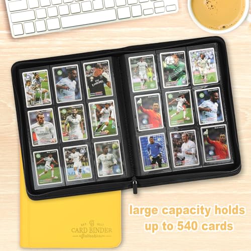 Trading Card Binder, Card Collection Binder Album Folder with 540 Side Loading Pockets, 9 Pocket Trading Card Album Folder for TGC,MTG, Baseball Cards, Yugioh - color: R-yellow