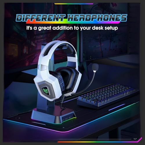 Gaming Headset with Microphone, Gaming Headphones Compatible for PS4 PS5 Xbox PC with RGB Lights, PlayStation Headset with Noise Reduction 7.1 Surround Sound Over-Ear and Wired 3.5mm Jack - color: White