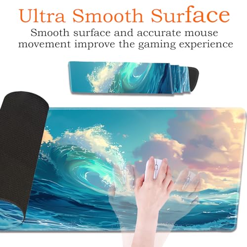 for MTG Playmat Non-Slip Rubber Play Mat with Storage Bag Combination, Ideal for Card Game Lovers TCG Play Mat, Sea Roll - color: Sea Roll