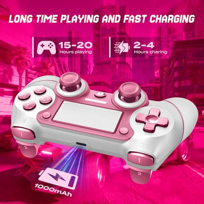 Ubsvaky Wireless Controller Compatible with PS4/Pro/Slim, Black ps4 controller with Dual Vibration, 1000mAh Battery, 6-Axis Motion Sensor (Pink1) - color: Pink1