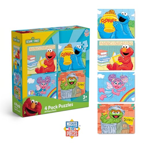 MasterPieces Puzzle Set - 4-Pack 24 Piece Jigsaw Puzzle for Kids - Sesame Street 4-Pack - 8"x10" - style: Sesame Street