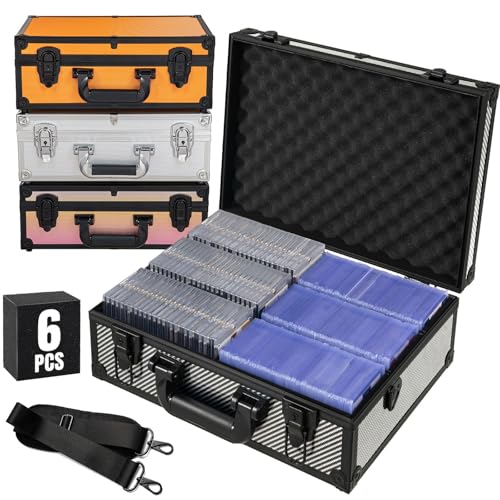 Toploader Storage Box for 3x4 35pt Rigid Cards ＆ Top Loader Cards - Aluminum Alloy Trading Card Storage Box, Sports Card Case with Lock (Holds 600+ Toploaders, Carbon) - color: Carbon Fiber