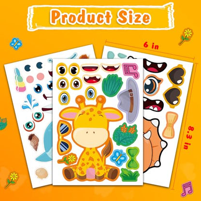Aowplc 48 Sheets Make-a-Face Animal Stickers Mix and Match for Kids Party Favors Supplies Activities Crafts - style: Mixed Animals