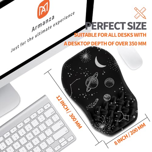 Ergonomic Slope Mouse Pad Wrist Support, Wrist Rest Mousepad for Carpal Tunnel Pain Relief with Massage Bulge and Slow Rebound Memory Foam (12x8 inch, Galactic System) - color: Am004-galactic System
