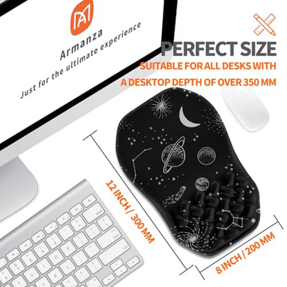 Ergonomic Slope Mouse Pad Wrist Support, Wrist Rest Mousepad for Carpal Tunnel Pain Relief with Massage Bulge and Slow Rebound Memory Foam (12x8 inch, Galactic System) - color: Am004-galactic System