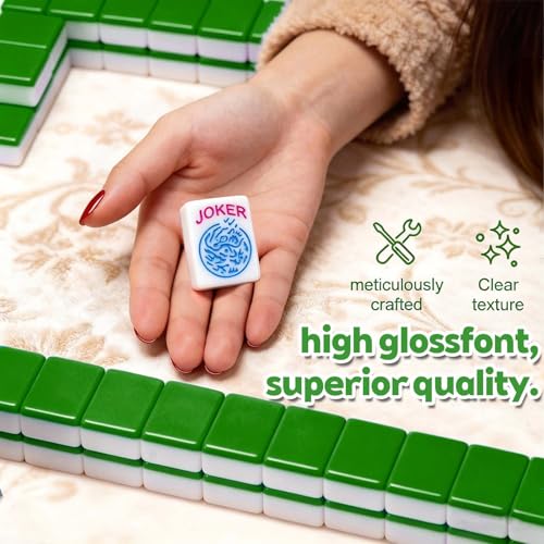 1.2-inch Premium American Mahjong Tile Set. Made of Durable and Sturdy Melamine. Perfect for Multiplayer Games, on-the-go Gaming, and Playing with Family and Friends. (Green) - color: Green