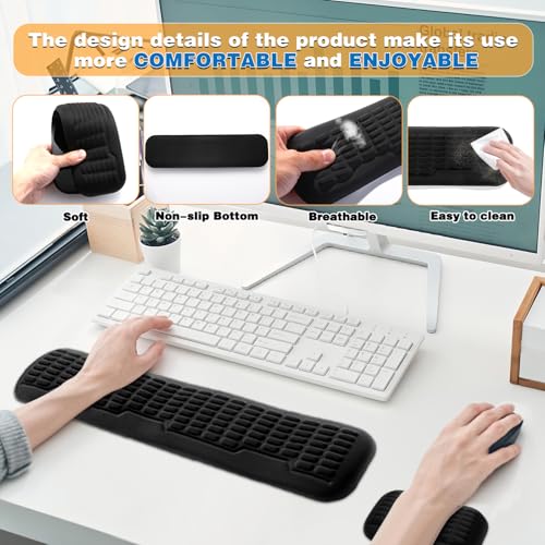 UnivoColors Ergonomic Mouse Wrist Rest,Latest 3.0 Wave Curve Design,High-Resilience Memory Foam Non-Slip Base,Reduces Wrist Fatigue,Ideal for Office Gaming & Long Hours of Use(Black) - color: Black, style: Mouse Wrist Pad