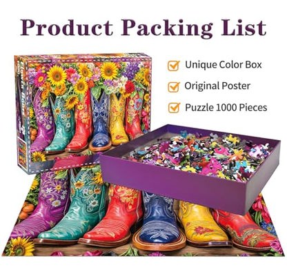 Jigsaw Puzzles for Adults 1000 Piece Puzzle for Adults 1000 Pieces Puzzle 1000 Pieces-Flower Boots - color: Flower Boots
