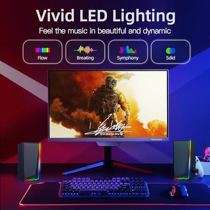 Uakinat Computer Speakers, Desktop Speakers with Various Colorful LED, Gaming Speakers with Volume Control,for PC, AC Adapter Powered and 3.5mm AUX-in Computer Speakers