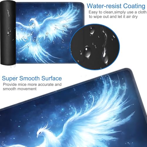 for MTG Game Playmat - 24 x 14 inches with Dices and Storage Bags, Non-Slip Base for TCG and Board Game Card Mats, Trading Card Games Mat, White Phoenix Pattern Collectible Card Playmats - color: Jv-playmat-p7-1-d100