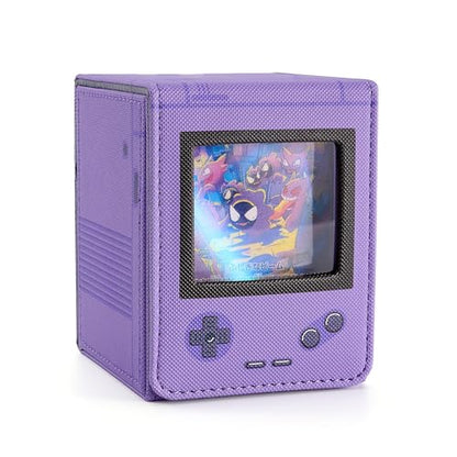 Retro Gaming Console Appearance Deck Box for MTG Commander (Purple) | Holds 120 Single/100 Double-Sleeved Cards, Fit MTG/PTCG/OPTCG Cards, Strong Magnet, PU Leather, With 2 Dividers - color: Purple