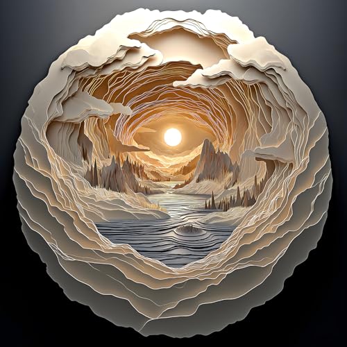 3D Visual Art Puzzles for Adults 500 Pieces Cave Dawn Jigsaw Puzzles for Adults Beautiful Landscape Puzzles 500 Pieces Challenging Family Puzzle - color: 3d Visual-colorful