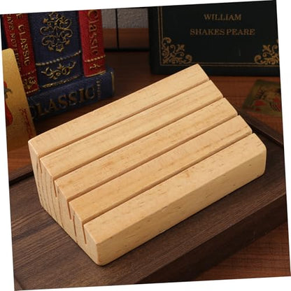 Hemoton Wooden Playing Card Holder Display Stand Sloped and Slotted Design for Easy Access Non- Base Rustic Charm for Game for Card Games